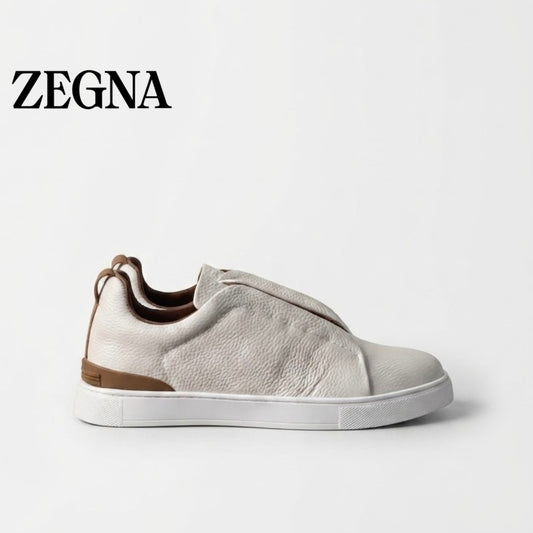 Zegna Triple Stitch Deerskin Ieather Sneakers