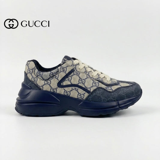 Gucci Rhyton Leather Sneakers - blue _ beige