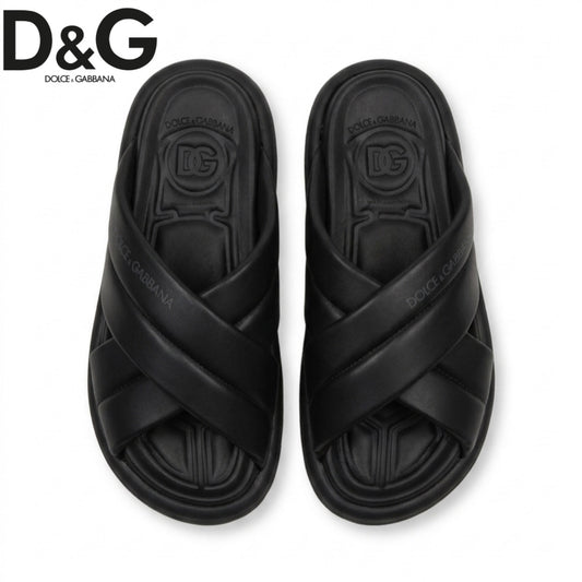 Dolce & Gabbana crossover-strap flat sandals in black