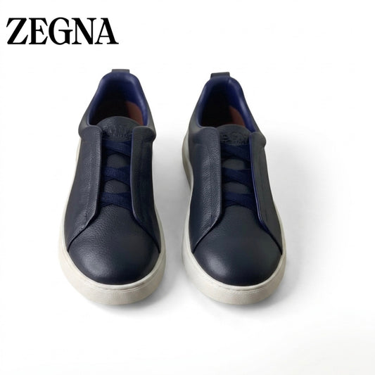 Zegna Triple Stitch Deerskin Ieather Sneakers
