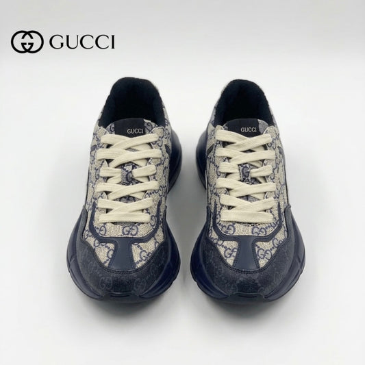 Gucci Rhyton Leather Sneakers - blue _ beige